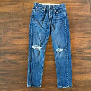 rag & bone Emory with Holes Boyfriend Blue Jeans